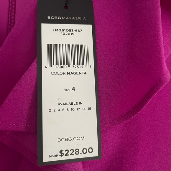 BCBG Magenta Crisscross Ruffle Dress - Picture 3 of 4